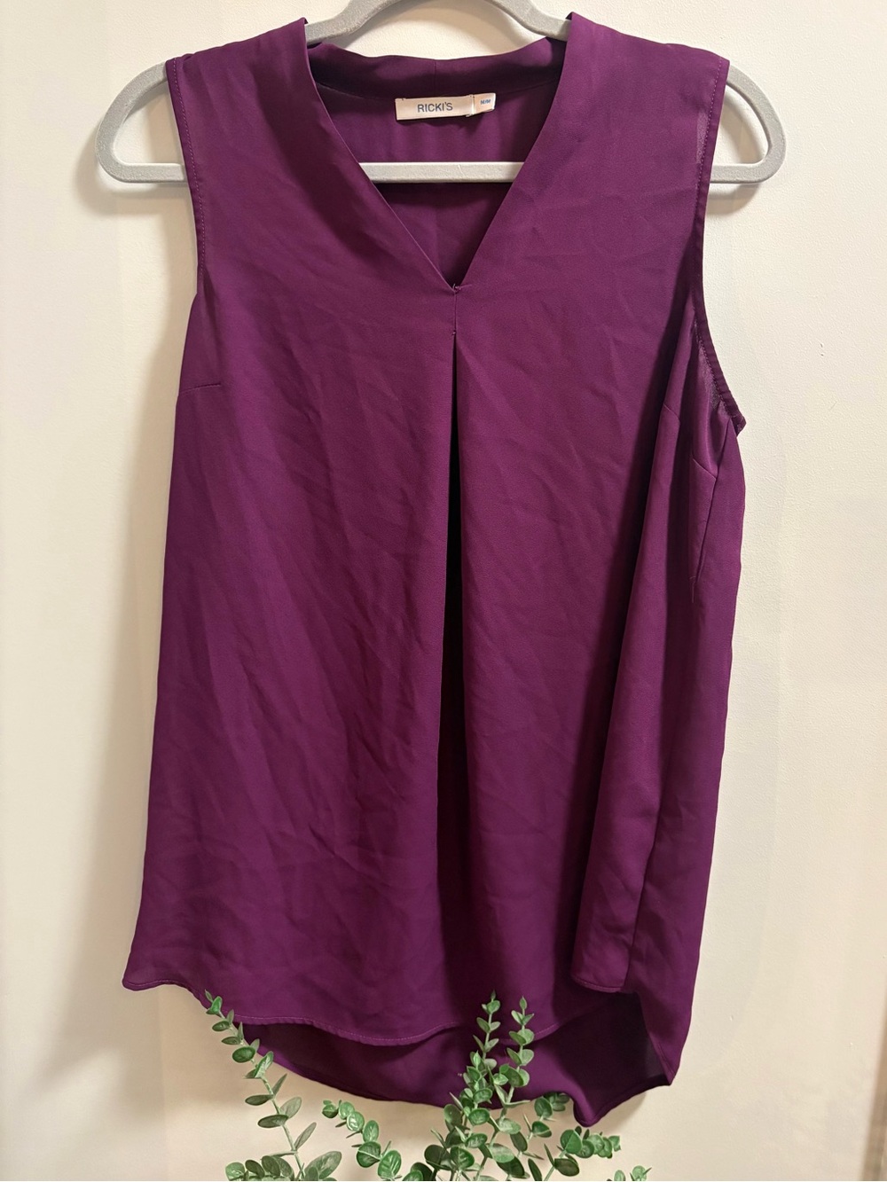 Ricki's Purple V-Neck Sleeveless Pleated Camisole